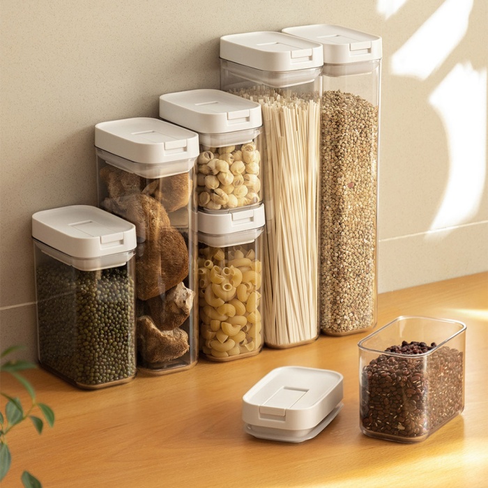 Clear Plastic Acrylic Food Storage Container – Airtight Kitchen Jar for Snacks, Tea, Grains & Pantry Organization