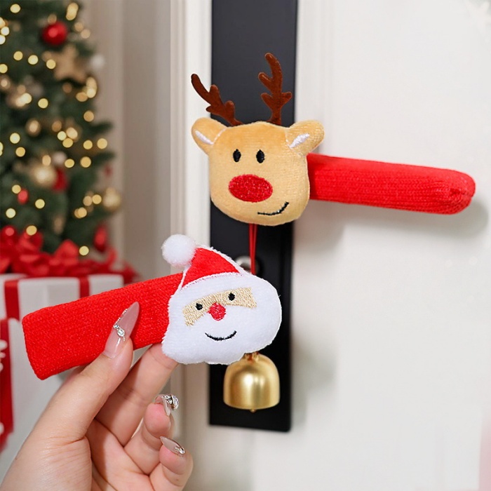 Santa Claus Door Handle Cover with Bell – Christmas Cartoon Decoration for Tree, Room & Holiday Cheer