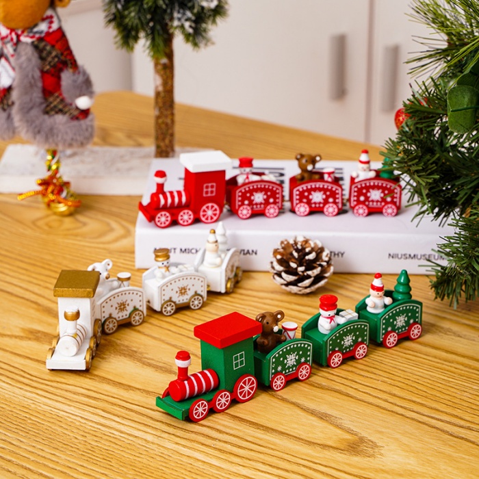 Wooden Christmas Train Set – Festive Holiday Decoration & Gift for Kids, Preschool & Window Displays