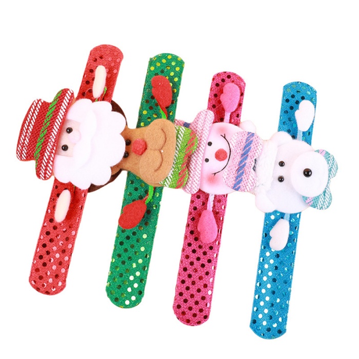 Light-Up Christmas Slap Bracelets – Santa & Snowman LED Wristbands for Kids Holiday Gifts